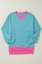 Load image into Gallery viewer, Contrast Round Neck Dropped Shoulder Long Sleeve Sweatshirt