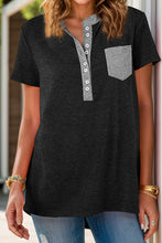 Load image into Gallery viewer, Full Size Half Button Short Sleeve T-Shirt