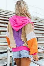 Load image into Gallery viewer, Drawstring Color Block Zip Up Long Sleeve Hoodie