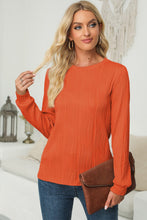 Load image into Gallery viewer, Textured Round Neck Long Sleeve Blouse