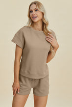 Load image into Gallery viewer, Double Take Full Size Texture Short Sleeve Top and Shorts Set