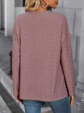 Load image into Gallery viewer, Eyelet Round Neck Long Sleeve Top