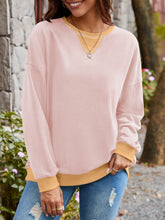 Load image into Gallery viewer, Contrast Round Neck Long Sleeve Sweatshirt
