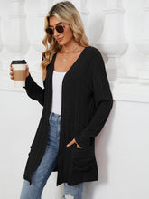 Load image into Gallery viewer, Pocketed Open Front Long Sleeve Cardigan