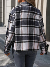 Load image into Gallery viewer, Plaid Button Up Drop Shoulder Jacket