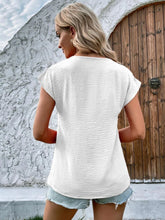 Load image into Gallery viewer, Decorative Button V-Neck Short Sleeve Blouse