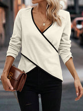 Load image into Gallery viewer, Full Size Crisscross Contrast Trim Long Sleeve T-Shirt