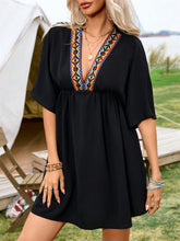 Load image into Gallery viewer, Embroidered Plunge Half Sleeve Mini Dress