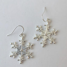 Load image into Gallery viewer, Silver-Plated Snowflakes Earrings