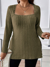 Load image into Gallery viewer, Plus Size Square Neck Long Sleeve Top