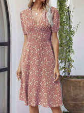 Load image into Gallery viewer, Printed V-Neck Short Sleeve Dress