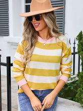 Load image into Gallery viewer, Striped Round Neck Dropped Shoulder Sweater