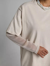 Load image into Gallery viewer, Faux Layered Round Neck Mesh Sleeve Top