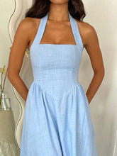 Load image into Gallery viewer, Devine Ruched Halter Neck Midi Dress