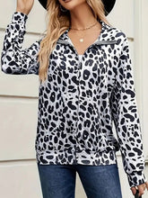 Load image into Gallery viewer, Full Size Leopard Collared Neck Zip Up Jacket