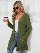 Load image into Gallery viewer, Pocketed Open Front Long Sleeve Cardigan