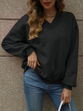 Load image into Gallery viewer, V-Neck Long Sleeve Dropped Shoulder Sweatshirt