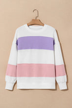 Load image into Gallery viewer, Color Block Round Neck Long Sleeve Sweatshirt