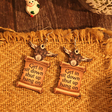 Load image into Gallery viewer, Donkey Letter Wooden Dangle Earrings