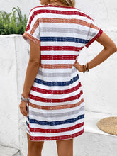 Load image into Gallery viewer, Striped V-Neck Short Sleeve Dress