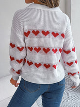 Load image into Gallery viewer, Heart Johnny Collar Long Sleeve Sweater