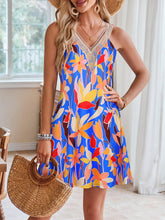 Load image into Gallery viewer, Lace Detail Printed V-Neck Sleeveless Dress