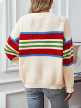 Load image into Gallery viewer, Contrast Stripes Round Neck Long Sleeve Sweater