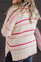 Load image into Gallery viewer, Plus Size Confetti Striped Round Neck Sweater
