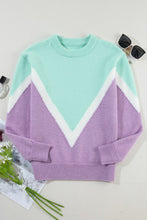 Load image into Gallery viewer, Contrast Round Neck Dropped Shoulder Sweater