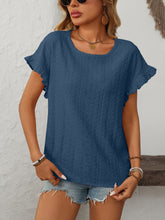 Load image into Gallery viewer, Mandy Eyelet Round Neck Short Sleeve Top