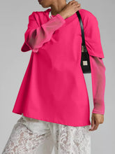 Load image into Gallery viewer, Faux Layered Round Neck Mesh Sleeve Top