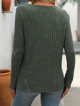 Load image into Gallery viewer, Ribbed V-Neck Long Sleeve T-Shirt