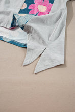 Load image into Gallery viewer, Slit Floral V-Neck Three-Quarter Sleeve Blouse