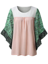 Load image into Gallery viewer, Full Size Printed Round Neck Three-Quarter Sleeve Blouse