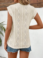Load image into Gallery viewer, Eyelet Round Neck Cap Sleeve Top