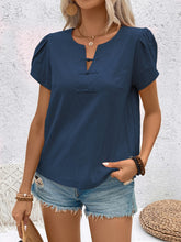 Load image into Gallery viewer, Notched Short Sleeve Blouse