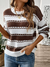 Load image into Gallery viewer, Striped Round Neck Long Sleeve Sweater