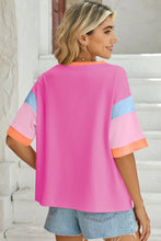 Load image into Gallery viewer, Lovelet Color Block Round Neck Half Sleeve T-Shirt
