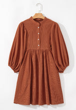 Load image into Gallery viewer, Corduroy Quarter Snap Three-Quarter Sleeve Dress