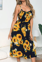 Load image into Gallery viewer, Smocked Sunflower Printed Sleeveless Cami Dress