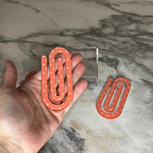 Load image into Gallery viewer, Jumbo Paperclip - Coral Polka Dot