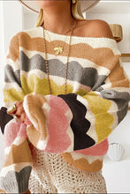Load image into Gallery viewer, Contrast Boat Neck Long Sleeve Sweater