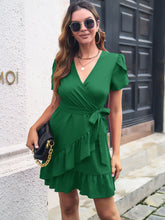 Load image into Gallery viewer, Tied Surplice Short Sleeve Dress