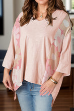 Load image into Gallery viewer, Slit Floral V-Neck Three-Quarter Sleeve Blouse
