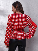 Load image into Gallery viewer, Ruched Printed V-Neck Long Sleeve Blouse