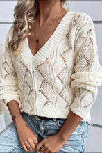 Load image into Gallery viewer, Openwork V-Neck Long Sleeve Sweater