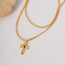 Load image into Gallery viewer, 18K Gold-Plated Double Layered Cross Necklace