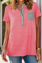 Load image into Gallery viewer, Full Size Half Button Short Sleeve T-Shirt
