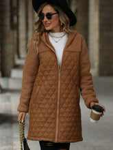 Load image into Gallery viewer, Texture Zip Up Long Sleeve Hooded Coat