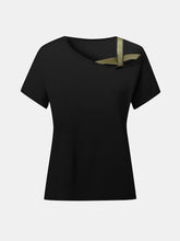 Load image into Gallery viewer, Asymmetrical Neck Short Sleeve T-Shirt